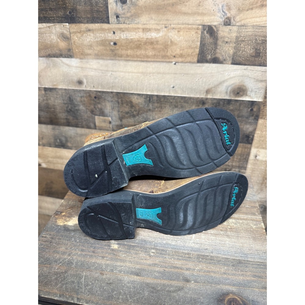 Ariat Fatbaby Western Boots Brown Leather Turquoise Embroidery Womens 8.5 B - Picture 6 of 6
